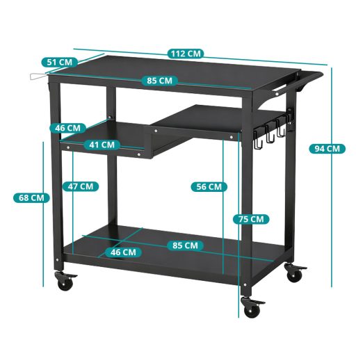 Pojazdný trojposchodový grilovací vozík