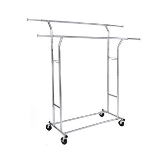   Nastaviteľný stojan na oblečenie s nastaviteľnou výškou a šírkou, strieborný