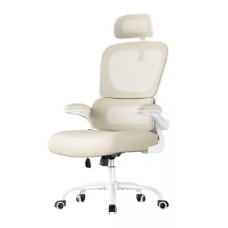 Ergonomická stolička s opierkou hlavy, béžová