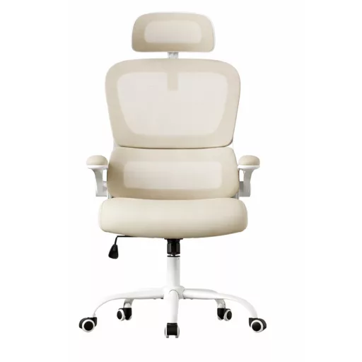 Ergonomická stolička s opierkou hlavy, béžová