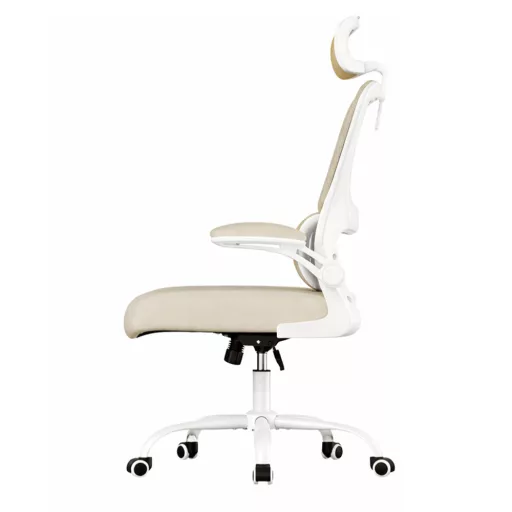 Ergonomická stolička s opierkou hlavy, béžová