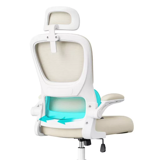 Ergonomická stolička s opierkou hlavy, béžová