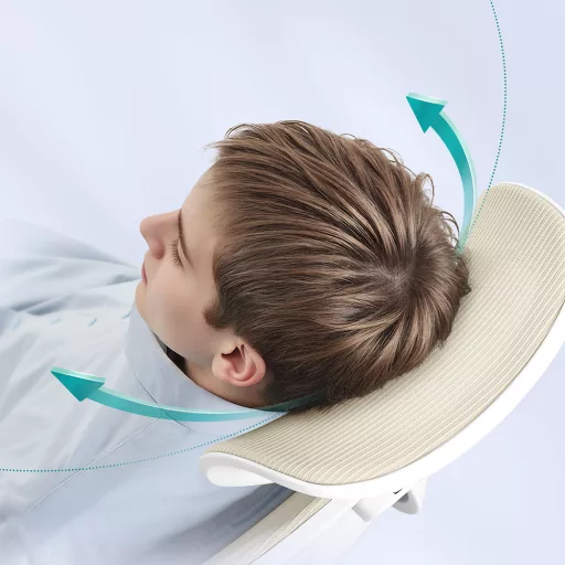 Ergonomická stolička s opierkou hlavy, béžová