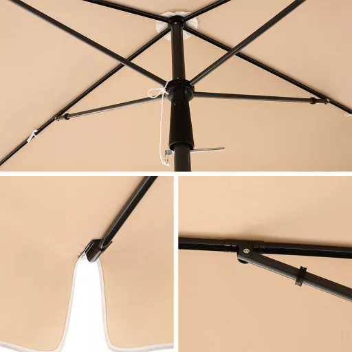 Nastaviteľný slnečník s taškou, 2x1.25m orech