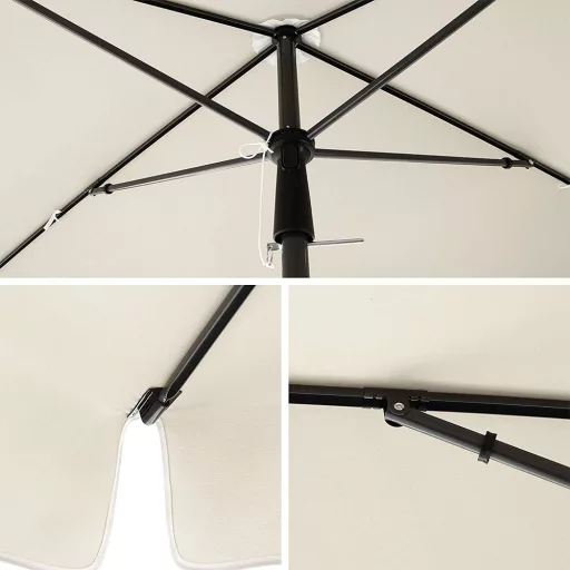 Nastaviteľný slnečník s taškou, 2x1.25m béžový