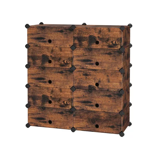 Plastový úložný kabinet, rustikálna hnedá