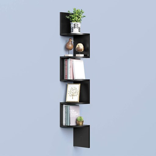 Rohová Knižnica Čierna 20x20x126cm