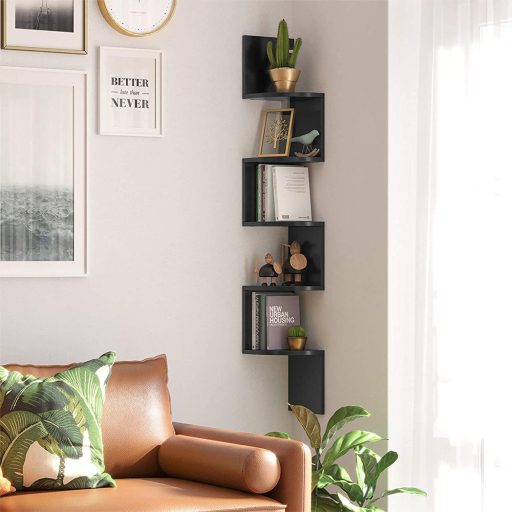 Rohová Knižnica Čierna 20x20x126cm