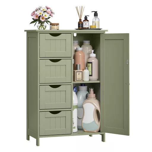 Strednezelená komoda s 4 zásuvkami 55x30x82.2cm