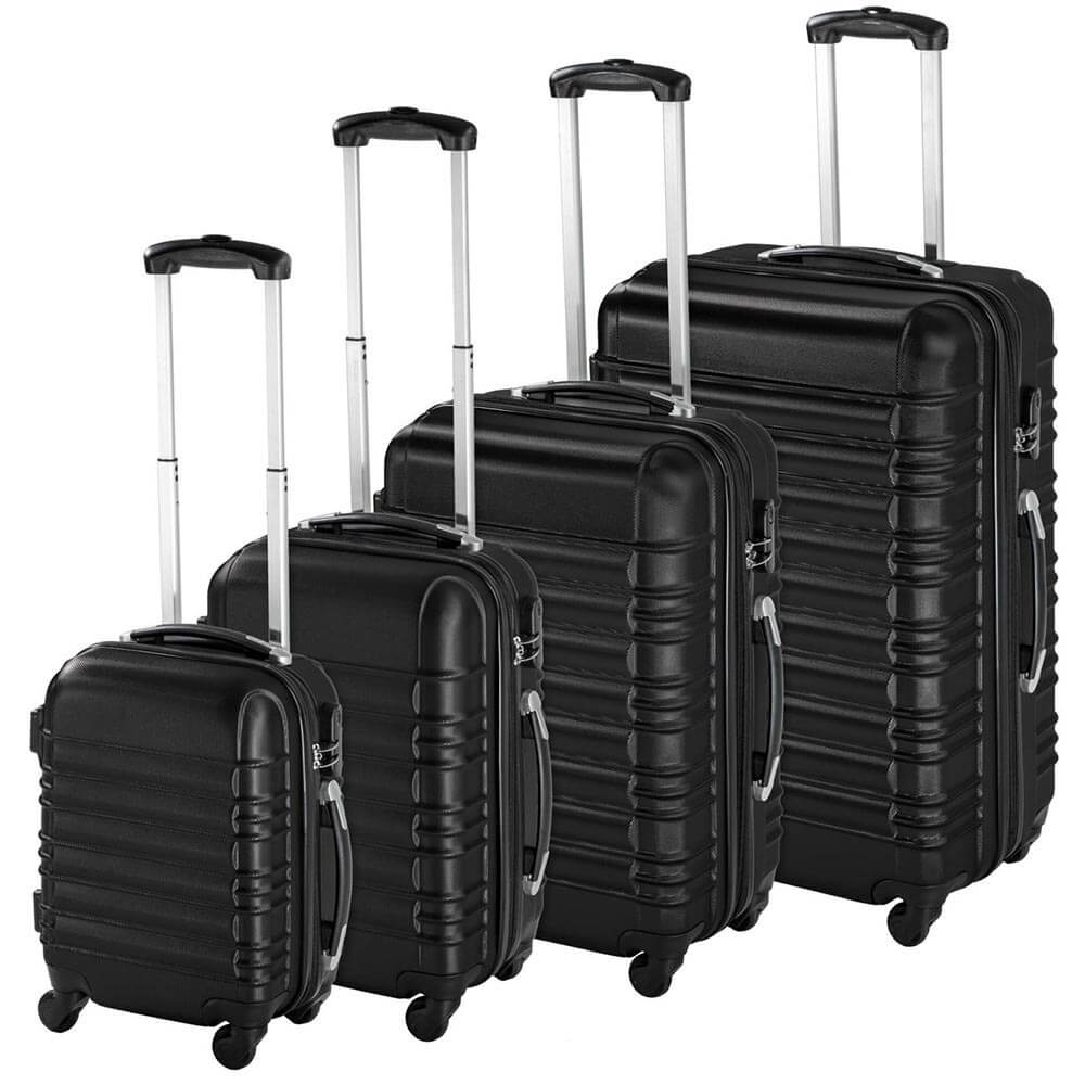 E-shop Sada 4 cestovných kufrov s tvrdým krytom, 4 rôzne farby-čierna
