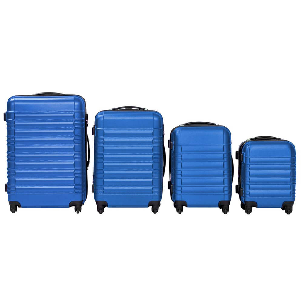 Sada 4 Cestovných Kufrov S Tvrdým Krytom, 4 Rôzne Farby-modrá