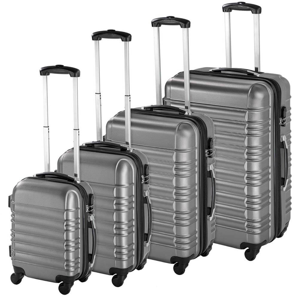 E-shop Sada 4 cestovných kufrov s tvrdým krytom, 4 rôzne farby-sivá