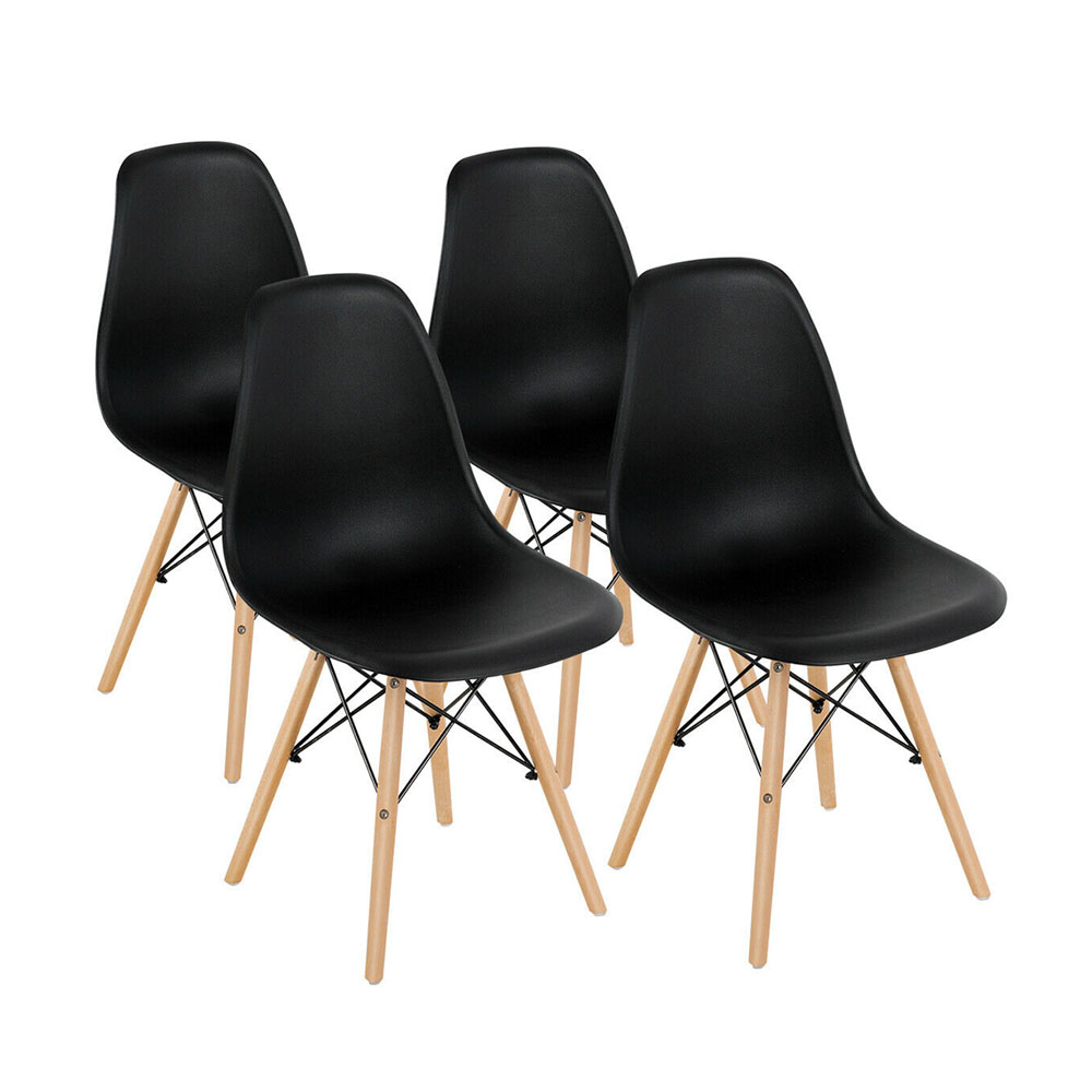 Moderné jedálenské stoličky, 4 ks, 4 rôzne farby, čierne