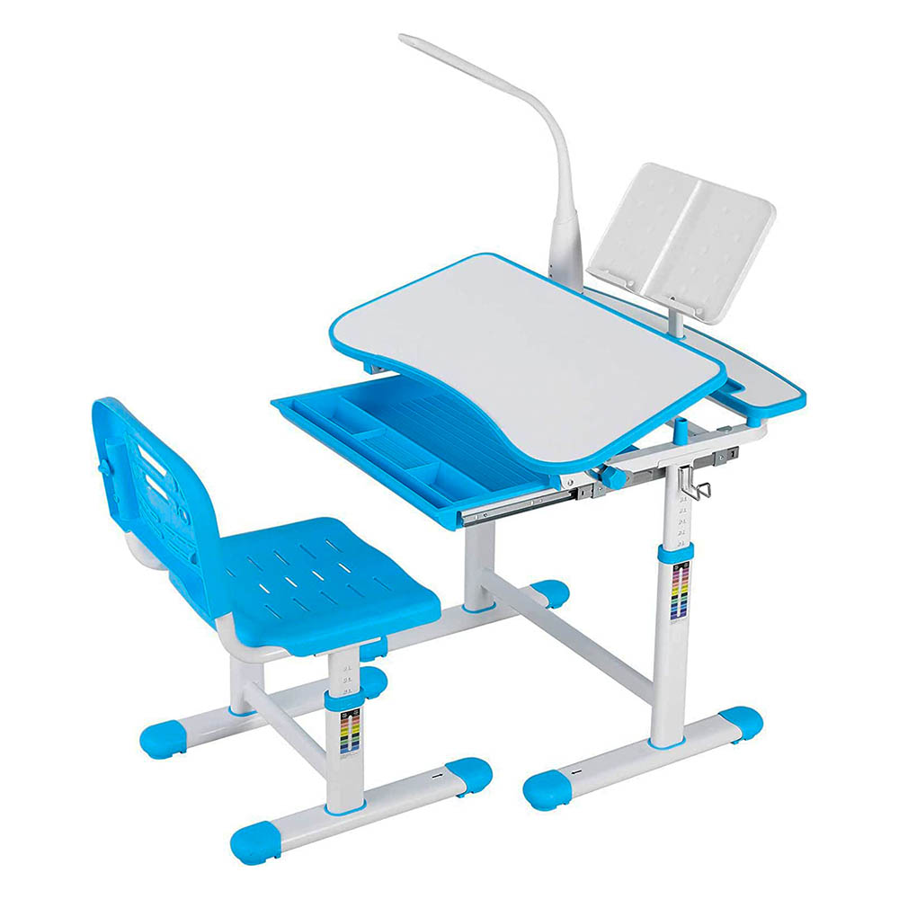 E-shop Detský rastúci písací stôl s nastaviteľnou výškou, modrý