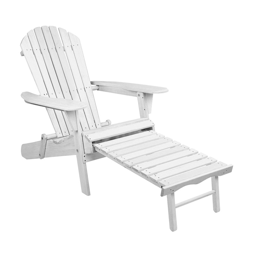 E-shop Záhradná drevená stolička s podnožkou, viac farieb, biela