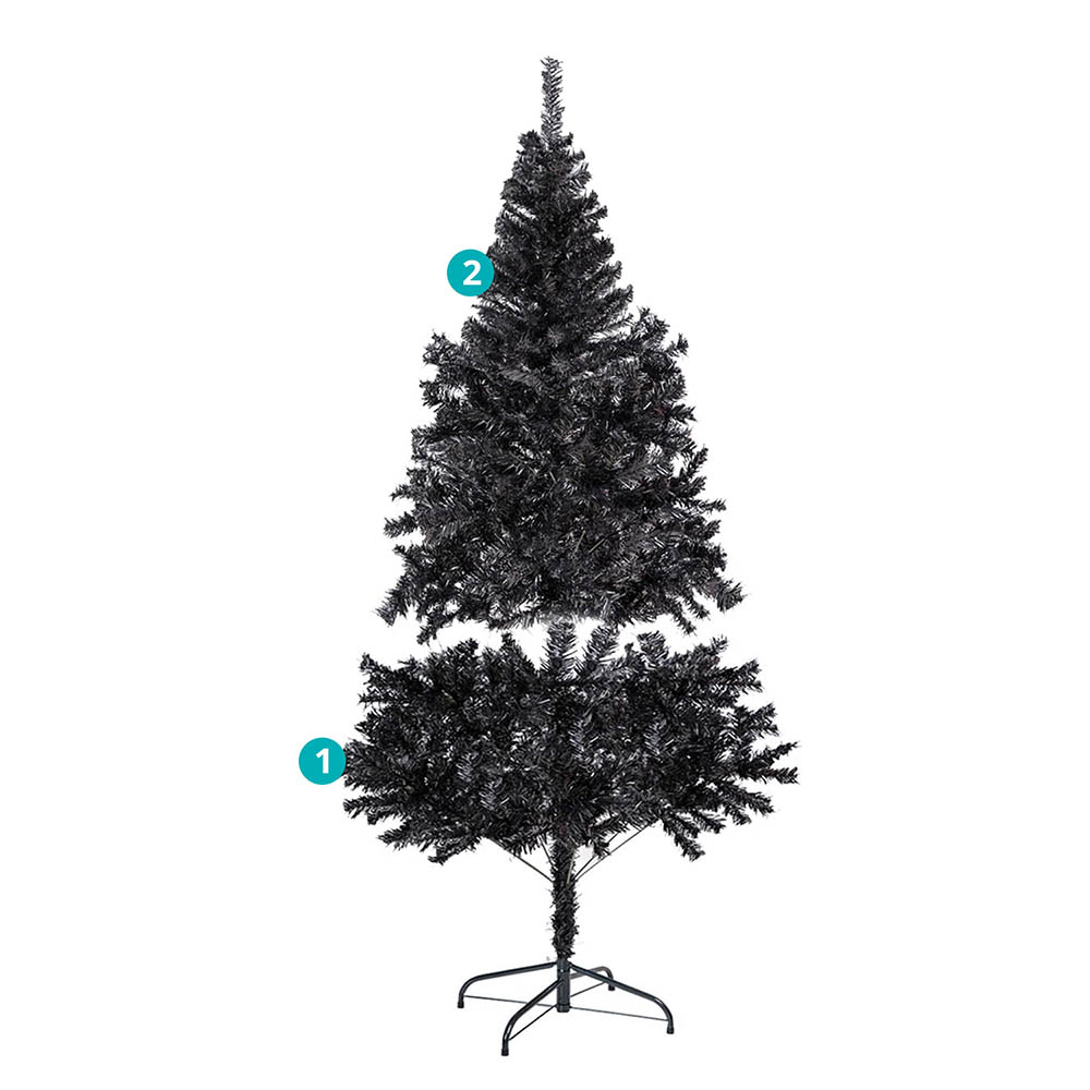 Čierny umelý vianočný stromček, 150 cm 415 vetiev