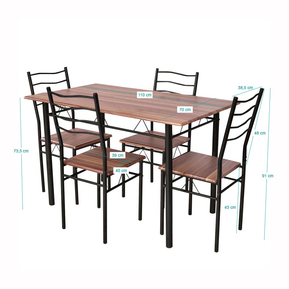 Kovový Jedálenský Stôl So 4 Stoličkami