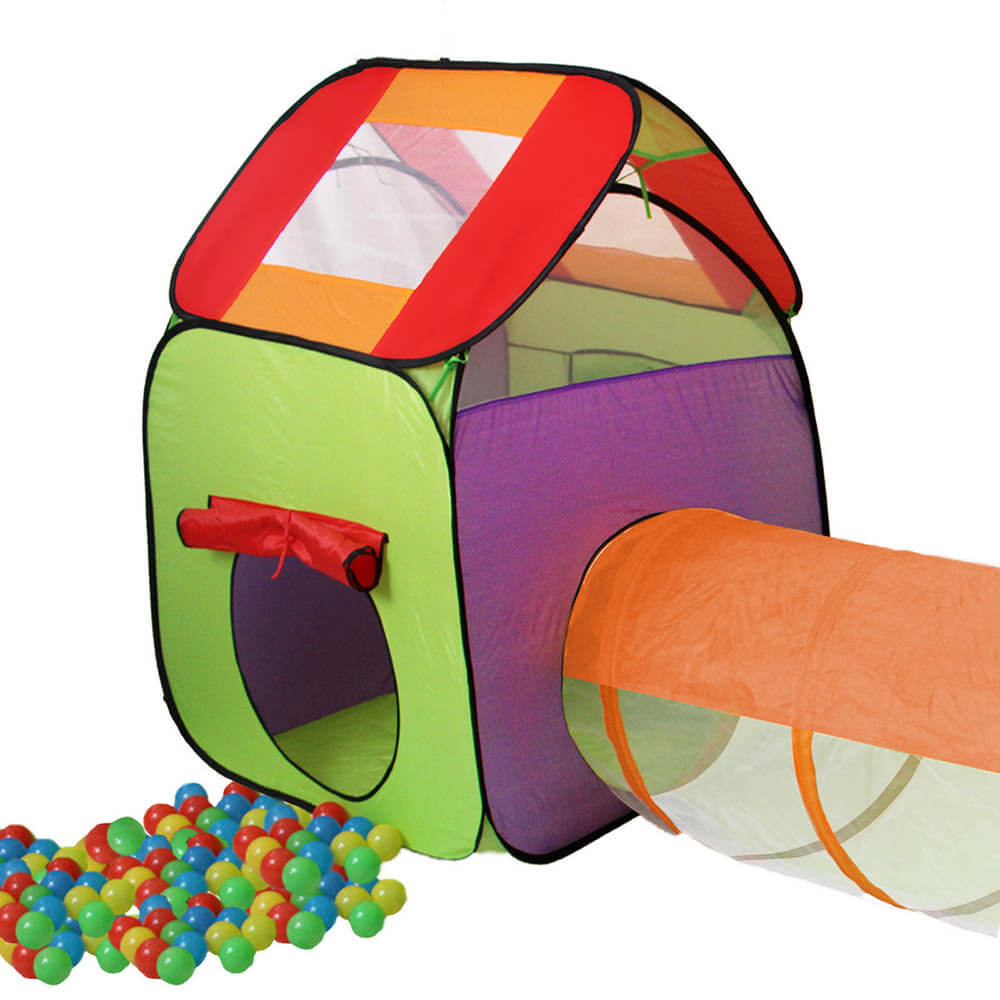 Detský stan a hrací domček s tunelom vrátane 200 loptičiek
