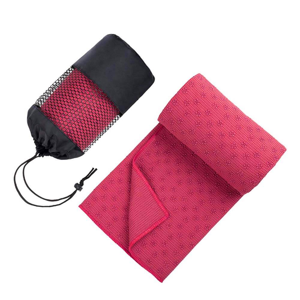Protišmykový uterák na jogu s prenosnou taškou navyše- ružový