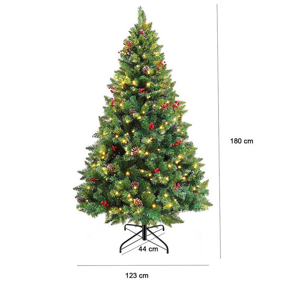 Vianočný stromček s LED diódami, rôzne typy, teplá biela, 260 LED- ov, 180 cm