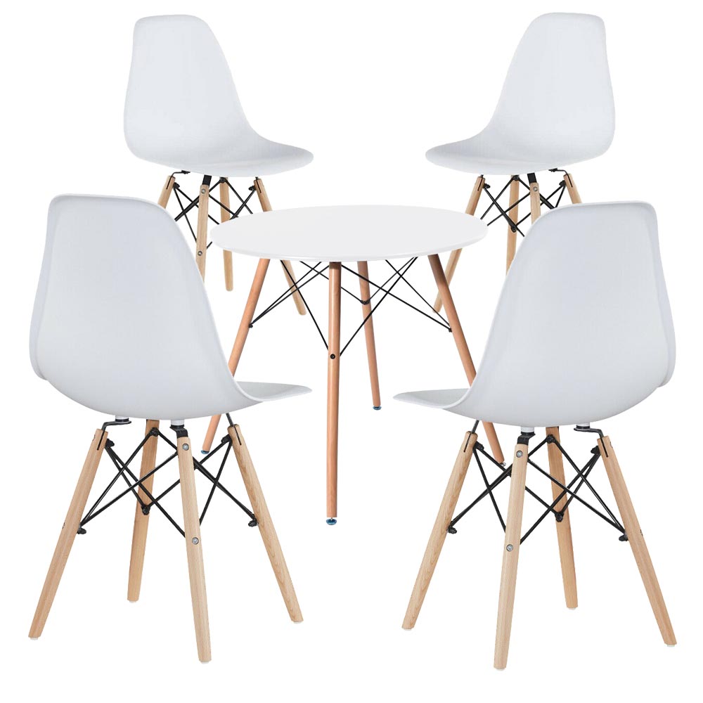 E-shop 4 ks moderných jedálenských stoličiek so stolom, viac farieb, biela