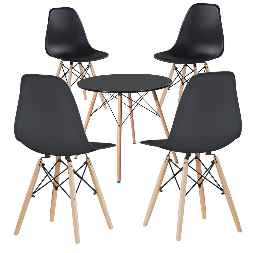 E-shop 4 ks moderných jedálenských stoličiek so stolom, viac farieb, čierna
