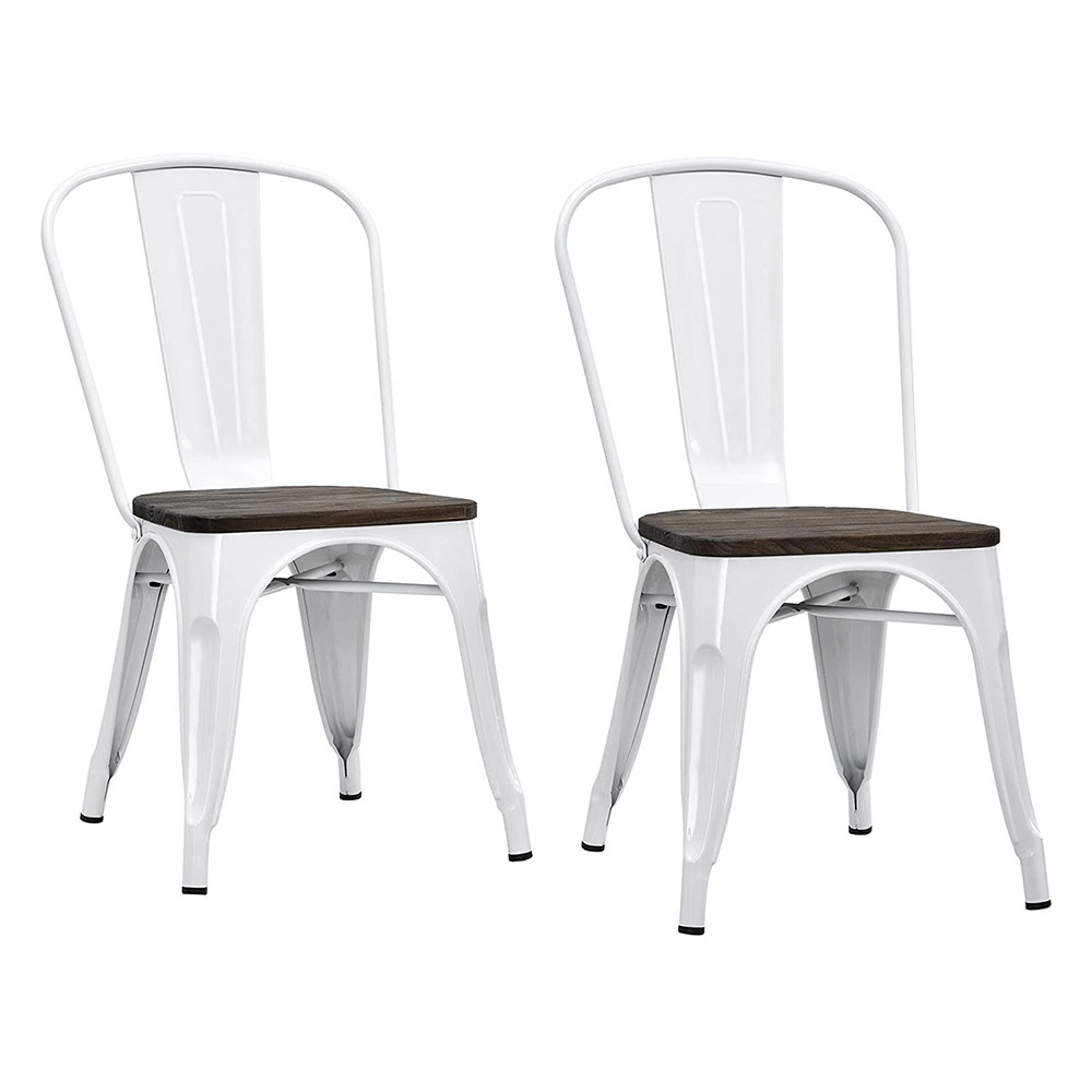 E-shop Kovové jedálenské stoličky Panni, 2 ks, rôzne farby, tmavé drevo