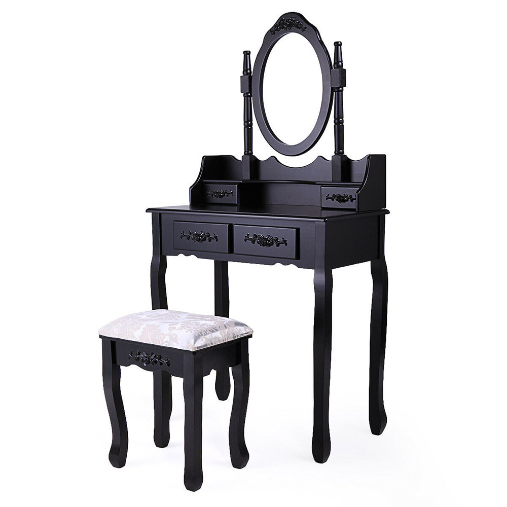 E-shop Toaletný stolík s taburetkou- Rome, čierny