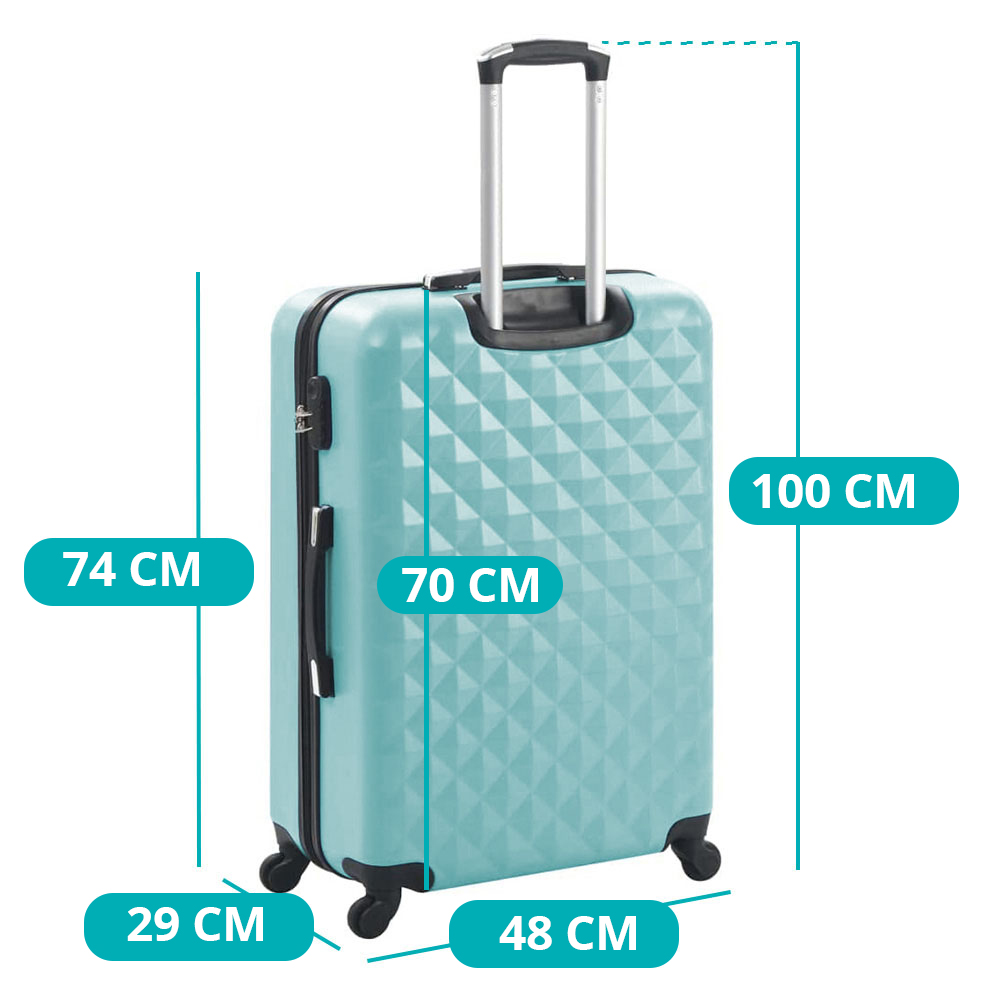 Sada cestovných kufrov s kozmetickou taštičkou, rôzne farby- mätovo zelená