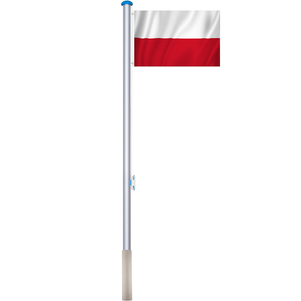 Vlajkový stožiar s polskou vlajkou, 90x150 cm