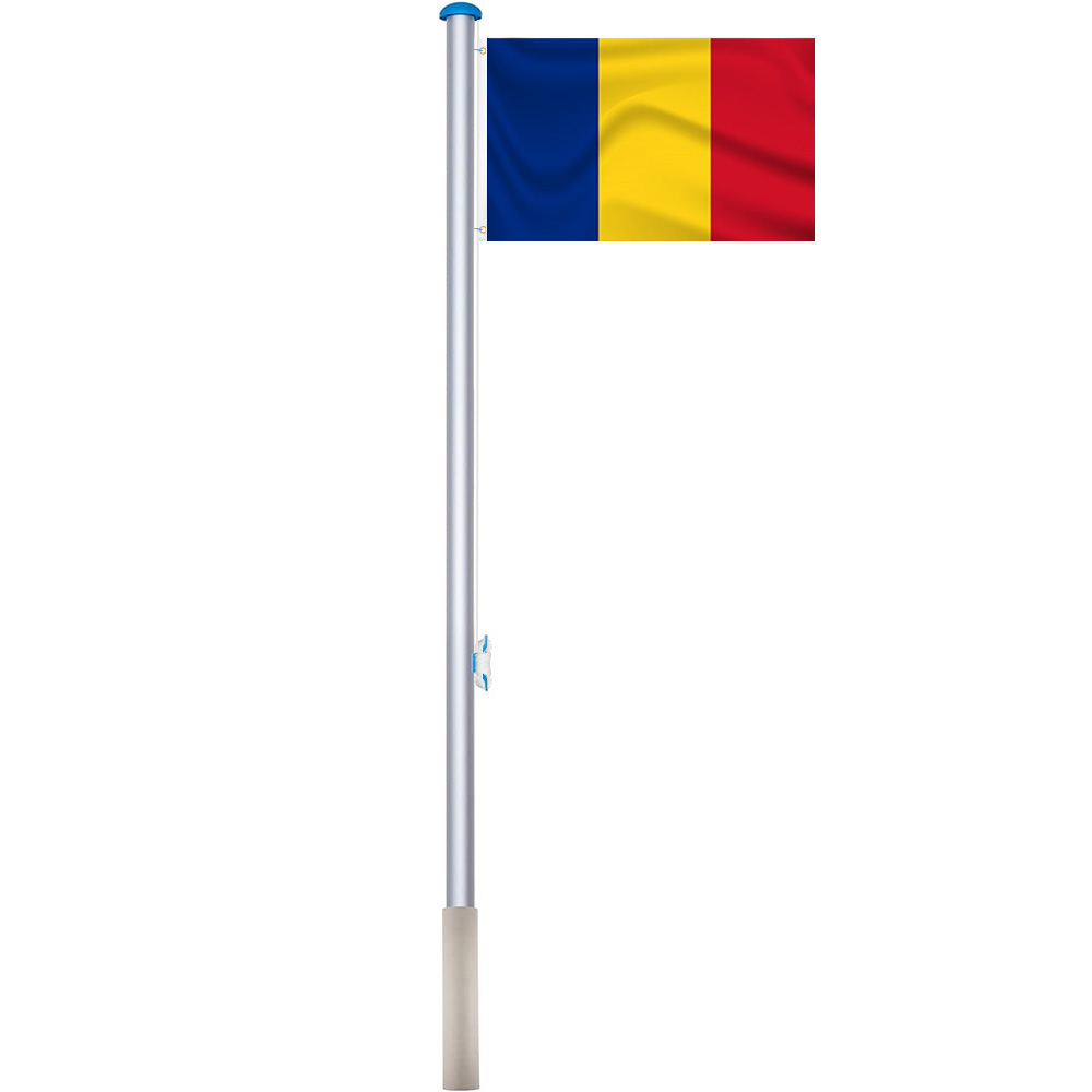 Vlajkový stožiar s rumunskou vlajkou, 90x150 cm