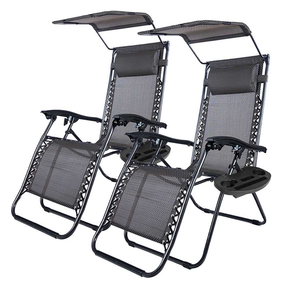 E-shop Zero gravity stolička s markízou a držiakom na pohár, 2 ks, viac farieb, čierna