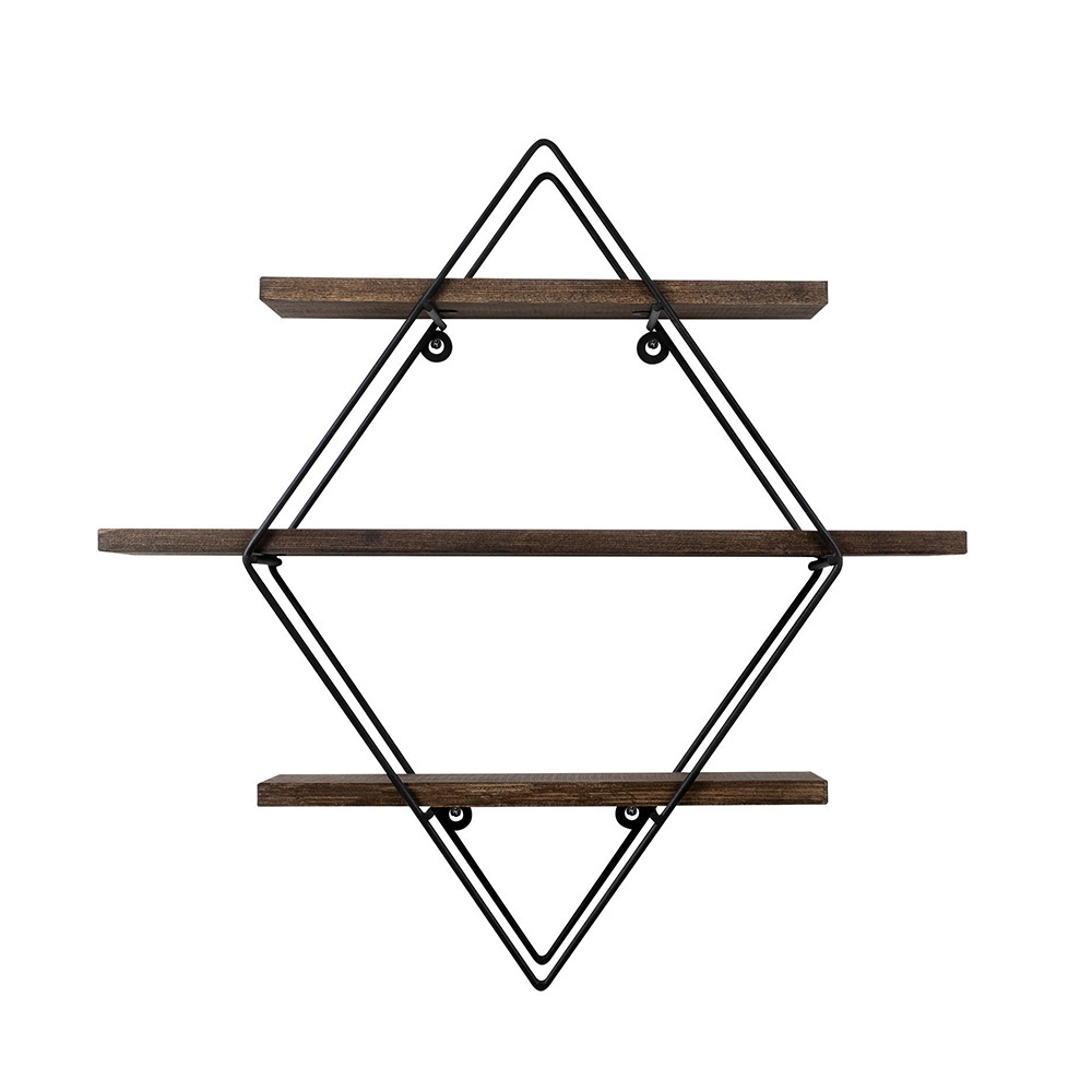 Diamantová kovová polica 60x40x15cm, čierna-javor