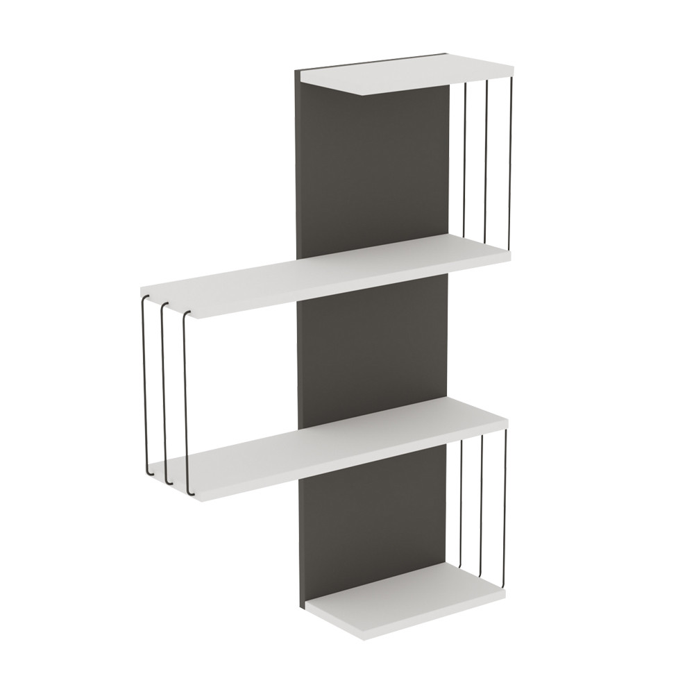 Nástenná polica 96x64x19cm, Biela-Antracitová