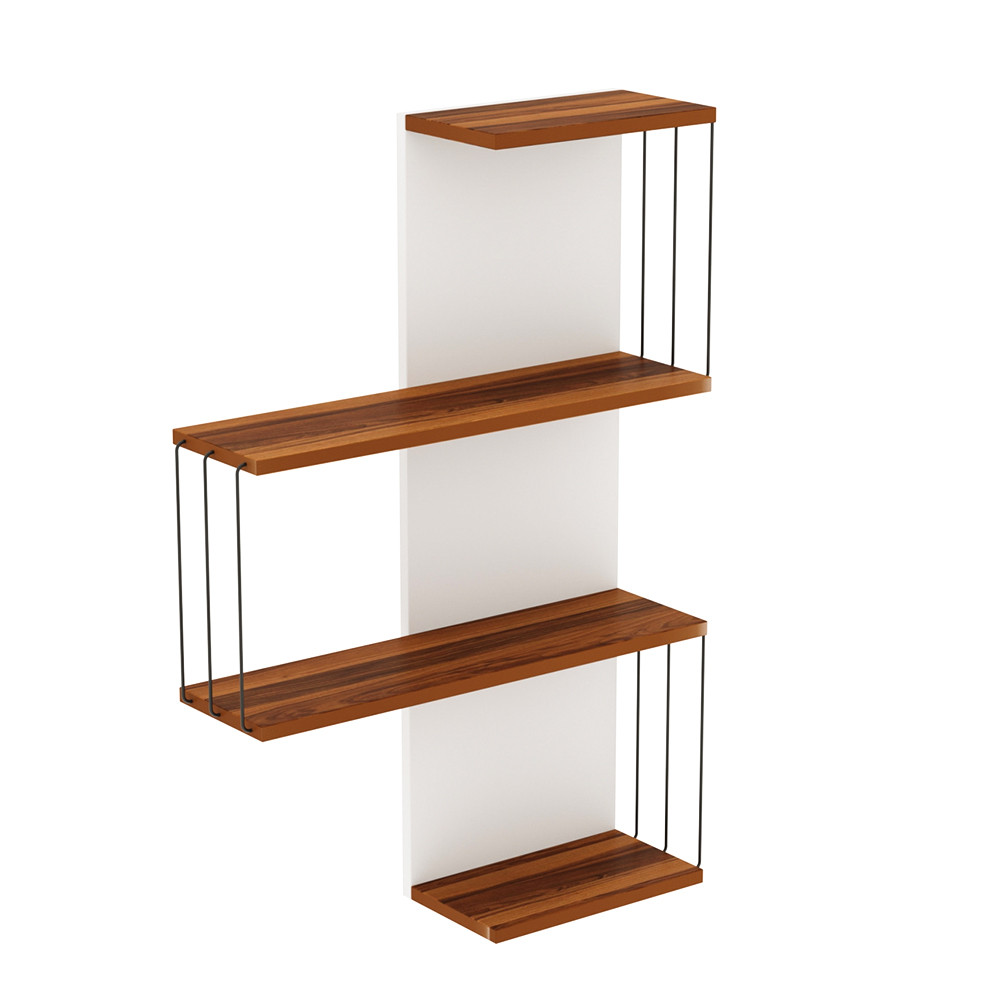 Nástenná polica 96x64x19cm, Borovica-Biela