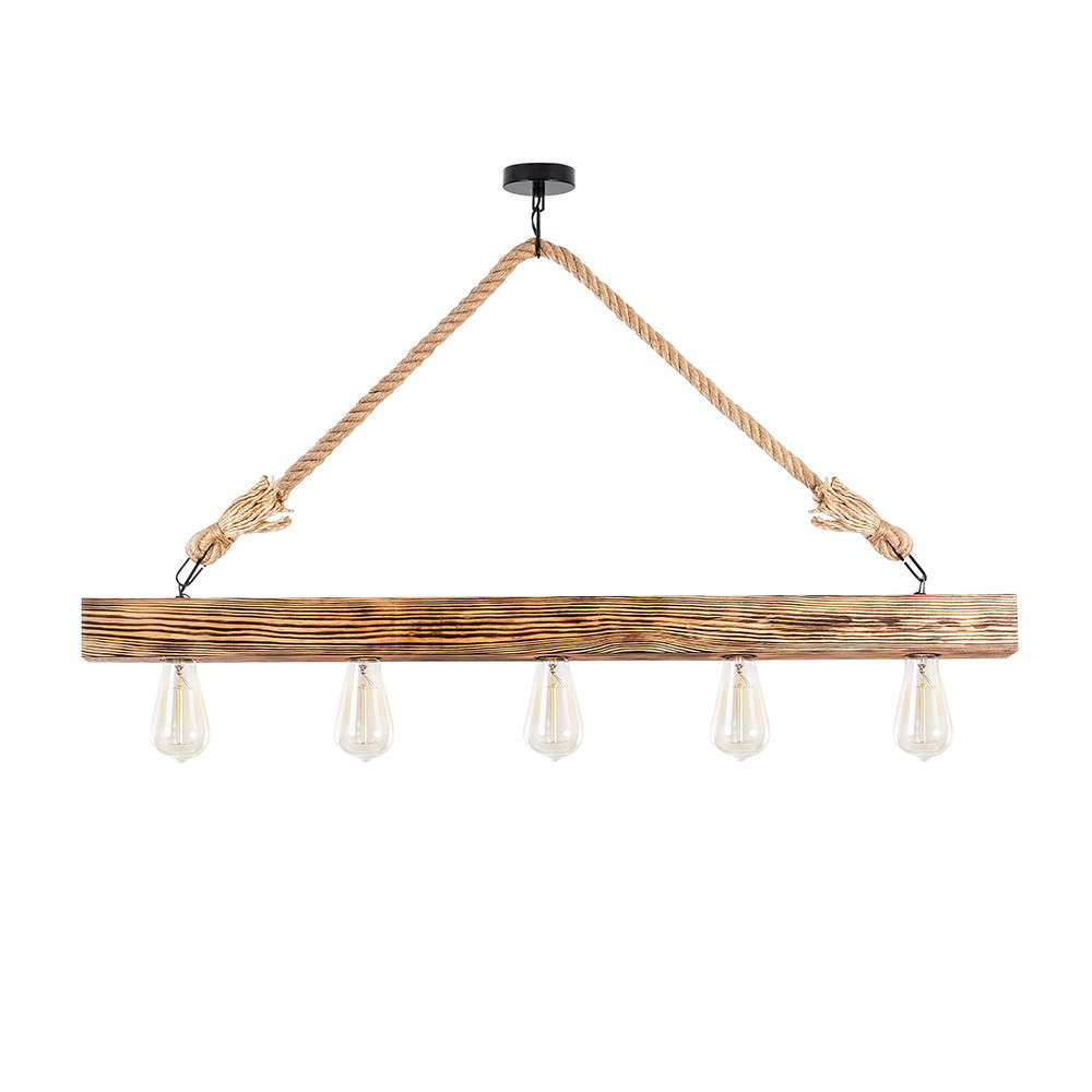 Vintage drevená stropná lampa