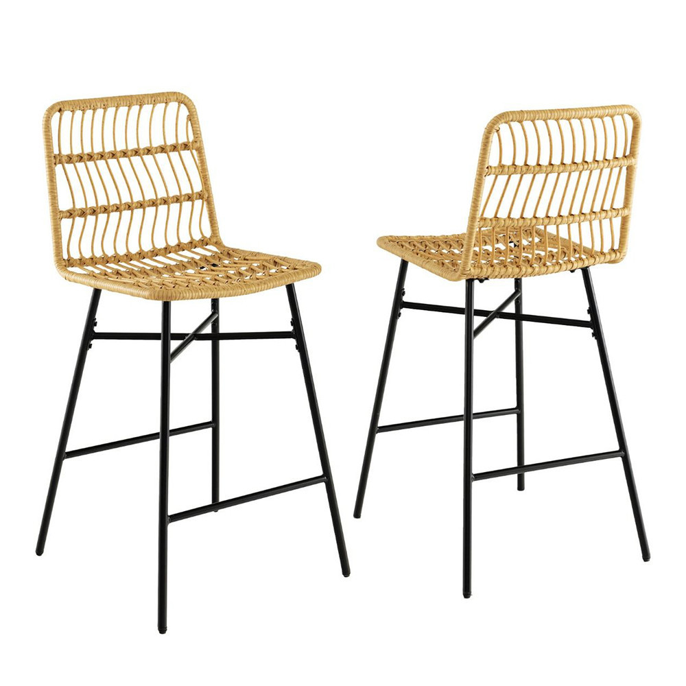 2x barové stoličky z umelého ratanu