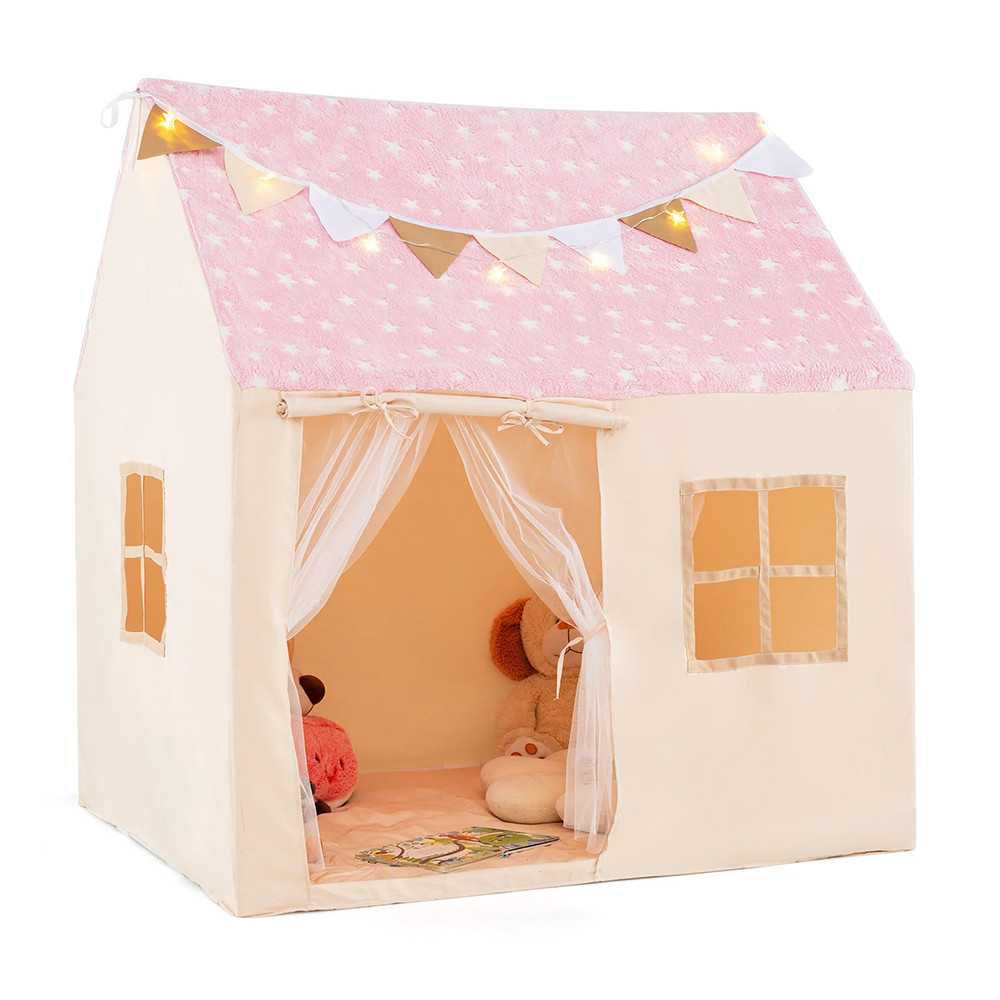 Detský herný domček s osvetlením, ružový