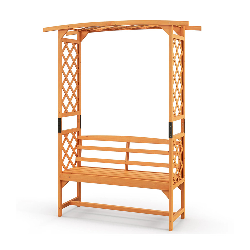 Borovicová ružová pergola s lavicou