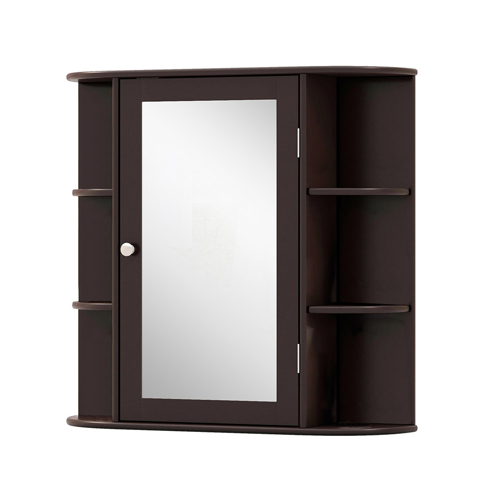 Kúpeľňová zrkadlová skrinka na stenu, hnedá